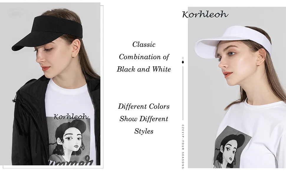 Sport Sun Visor Hats for Women Men - Adjustable Empty Top Baseball Sun Cap Running Tennis Hats Black+white One Size - sports sun hat