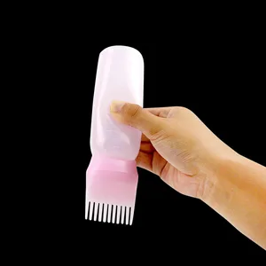 YANTAISIYU 3 Pieces Applicator Bottles Root Comb Applicator Bottle with Graduated Scale Applicator Brush for Hair Dying (3 Colors) - 3 Piece Root Comb Applicator Bottle for Hair Dye