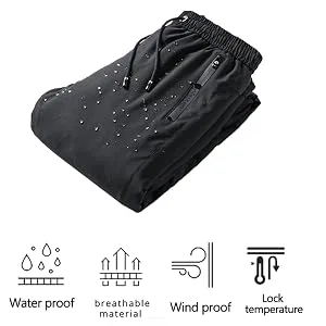 Buytop Mens Softshell Warm Winter Pants Down Lined Windproof Ski Snow Insulated Hiking Hunting Trousers Large 06black - MATERIAL