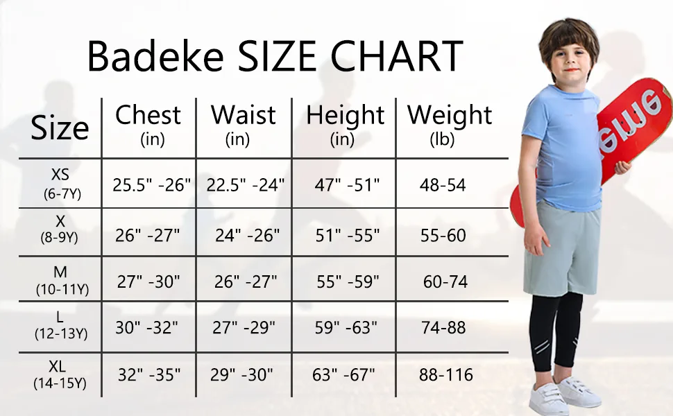Badeke Boys 2 in 1 Running Compression Pants,Quick Drying Breathable Training Exercise Pants, Workout Athletic Legging Pants Small Light Grey - Athletic Legging Pants