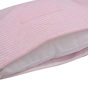 Inspired Comforts Mastectomy Post Surgery Recovery Pillow - Pink Stripes (Cotton Cover) Pink White Stripes - Surgical Recovery Robe with Internal Pockets for Post-Operative Drain Holder and Mastectomy