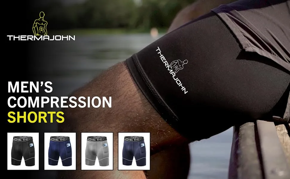 Thermajohn Compression Shorts Men Spandex Athletic Underwear with Pockets Mens Running Shorts Steel Grey X-Large - compression shorts men by Thermajohn