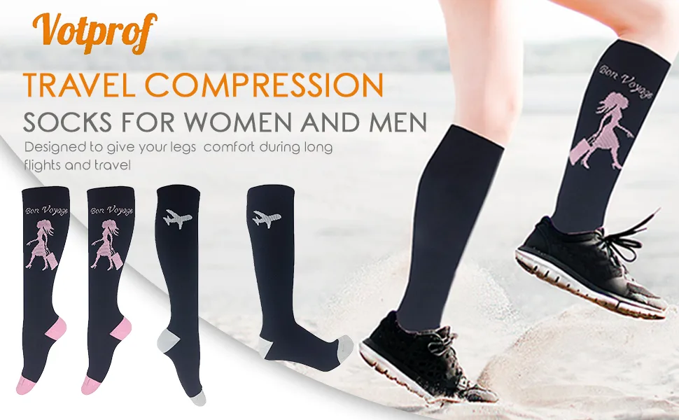 Travel Compression Socks for Women & Men, 20-30 mmHg, Graduated Compression for Flight Travel Black-grey Large - compression socks women compression stockings women mens compression socks compression stockings