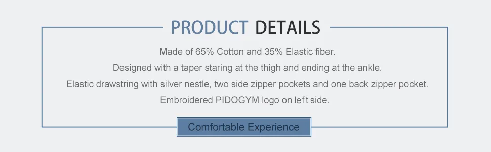 PIDOGYM Men's Track Pants,Slim Fit Athletic Sweatpants Joggers with Zipper Pockets Black Large - product information 3