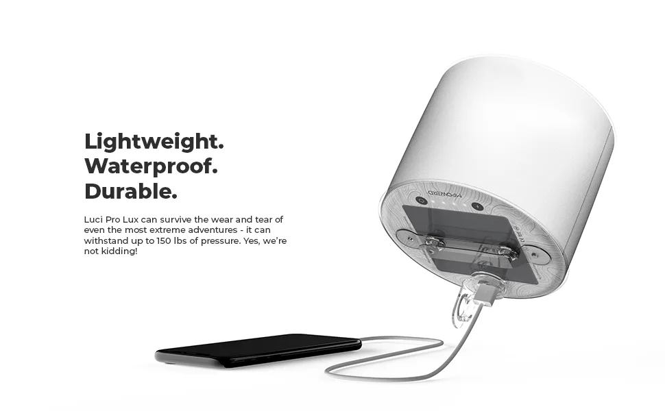 MPOWERD Luci Pro Lux: Solar Inflatable Light + Mobile Charger, Clear, 5 x 4.25" Luci Pro Lux Light (2000 mAh) - Luci Pro Lux: Solar inflatable light + charger
