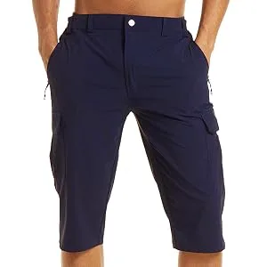 MAGCOMSEN Men's Workout Gym Shorts Quick Dry 3/4 Capri Pants Zipper Pockets Hiking Athletic Running Shorts Green 36 - shorts for men