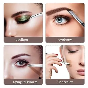 Eyeliner Brushes Set, Etercycle Fine Angled Eyeliner Eyebrow Concealer Brushes, Upgraded Sickle Ultra Thin Slanted Flat Angle for Beauty Cosmetic Tool(3 Pieces) - multifunctional