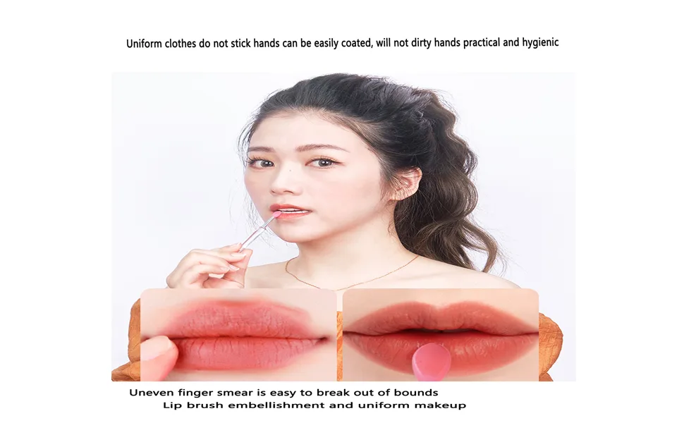 TEONEI Silicone Lip Brushes with Covers,Lipstick Lip Gloss Applicator Brushes,Makeup Beauty Brushes,6Pcs - Silicone Lip Brushes with Covers