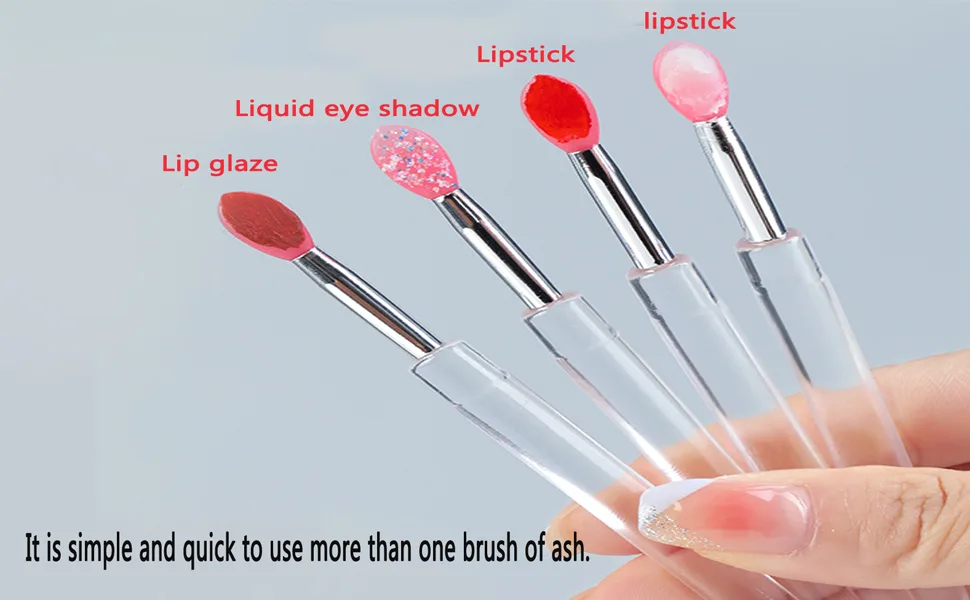 TEONEI Silicone Lip Brushes with Covers,Lipstick Lip Gloss Applicator Brushes,Makeup Beauty Brushes,6Pcs - Silicone Lip Brushes with Covers
