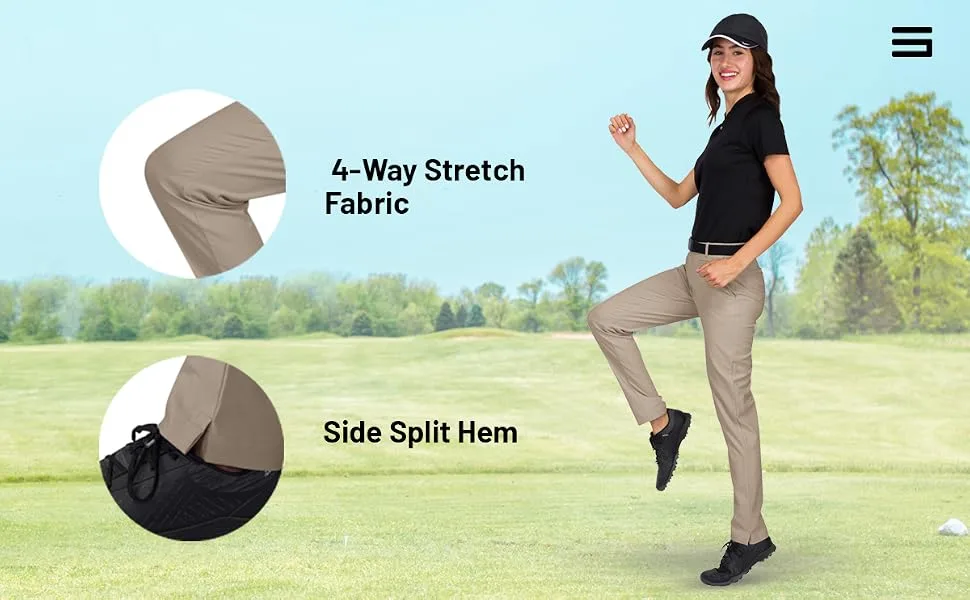 Three Sixty Six Womens Quick Dry Golf Pants 30 Inch Inseam - Lightweight 4-Way Stretch, Moisture Wicking, Anti-Odor, UPF 50+ 16 Silver Grey - Three Sixty Six Pants Golf Links 4-Way Stretch Fabric, Side Split Hem