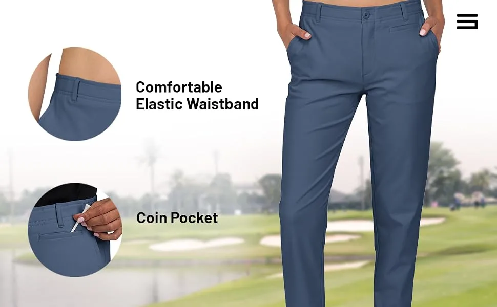 Three Sixty Six Womens Quick Dry Golf Pants 30 Inch Inseam - Lightweight 4-Way Stretch, Moisture Wicking, Anti-Odor, UPF 50+ 16 Silver Grey - Three Sixty Six Pants Golf Links Comfortable Elastic Waistband & Coin Pocket
