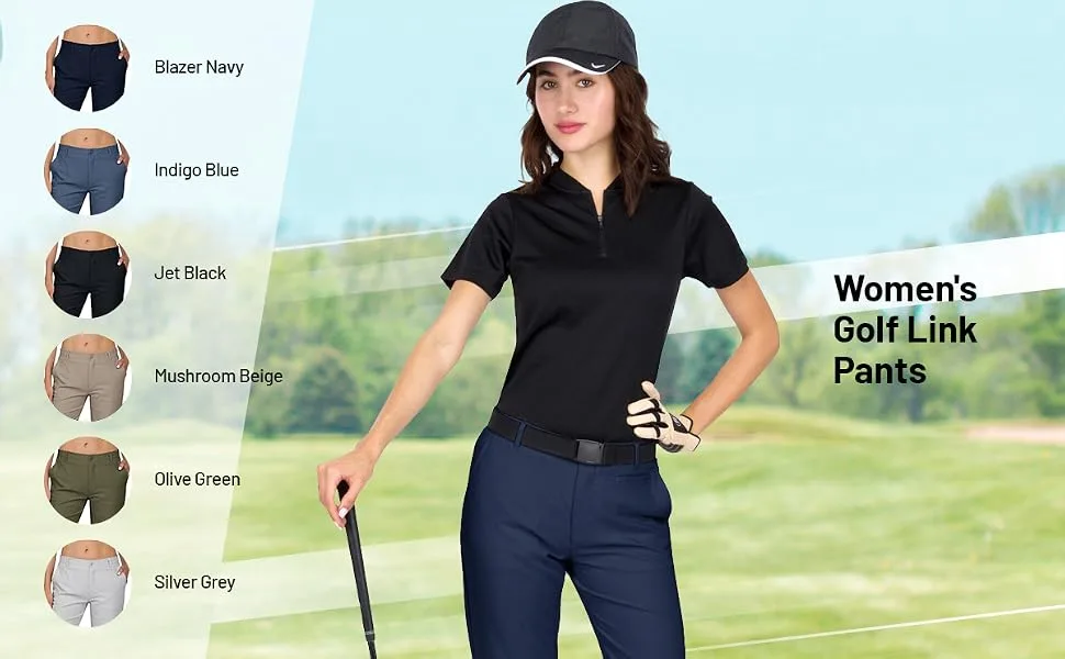 Three Sixty Six Womens Quick Dry Golf Pants 30 Inch Inseam - Lightweight 4-Way Stretch, Moisture Wicking, Anti-Odor, UPF 50+ 16 Silver Grey - Womens Golf Link Pants Colors