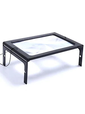 Hands-Free Magnifying Glass Large Full-Page Rectangular 3X Magnifier LED Lighted Illuminated Foldable Desktop Portable for Elder Extra Large(Black) - Magnifying Glass