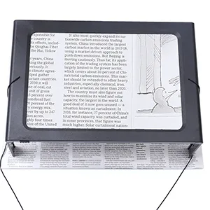Hands-Free Magnifying Glass Large Full-Page Rectangular 3X Magnifier LED Lighted Illuminated Foldable Desktop Portable for Elder Extra Large(Black) - Magnifying Glass