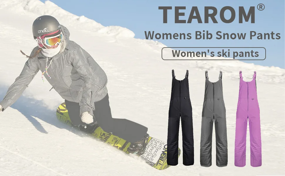 Tearom Womens Bib Snow Pants Insulated Snow Bib Overalls Medium Soft Black - product information 2