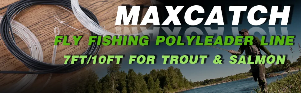 Maxcatch Fly Fishing Polyleader Line Monofilament Core for 7ft Trout and 10ft Salmon 3-6ips Floating/Sinking 10-25lb 2pcs Black Sink 3ips (Trout) 7ft 25lbs - leader line