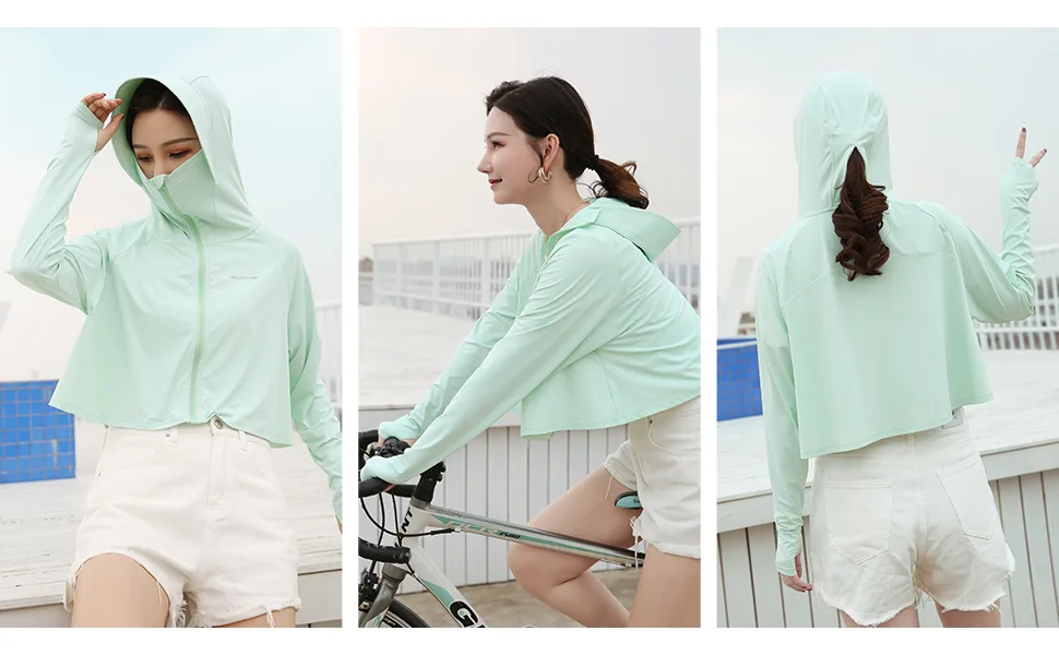 Mount Tec Womens UPF 50+ Cooling UV Protection Clothing Hooded Sun Protective Jacket Long Sleeve for Summer Green (Plus Size) - product information 5