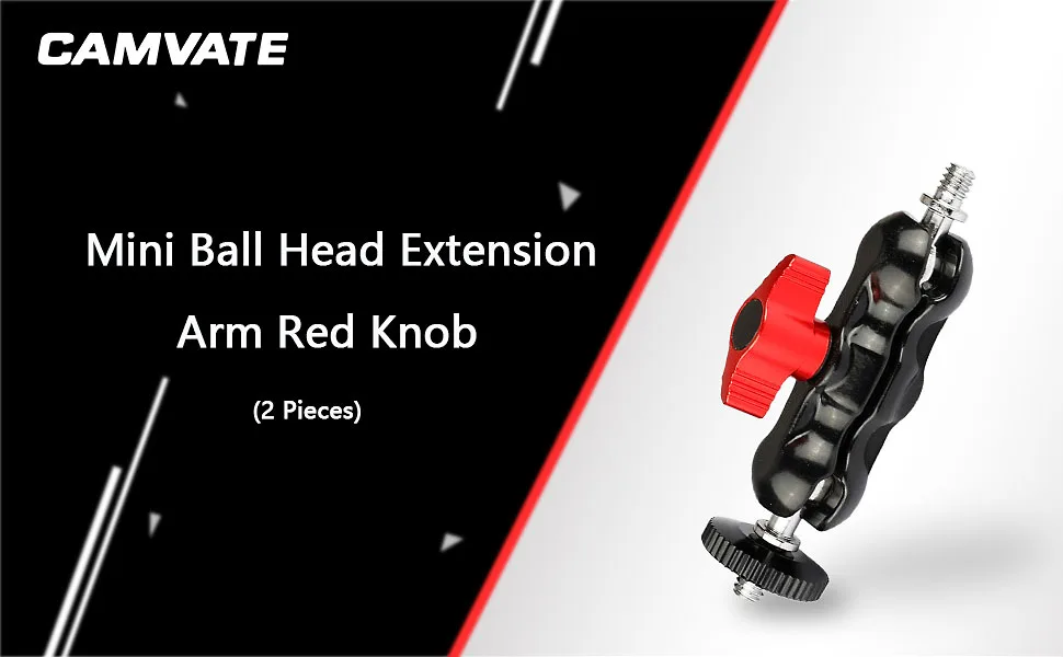 CAMVATE Universal Magic Arm with with Dual Ball Heads(Red,2 Pieces) - 2079 - C2079-1
