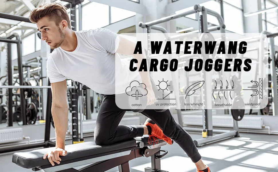 A WATERWANG Mens Sweatpants Cargo Pants Joggers for Men Slim Fit Stretch Athletic Hiking Mens Long Pants Black Medium - cargo joggers men