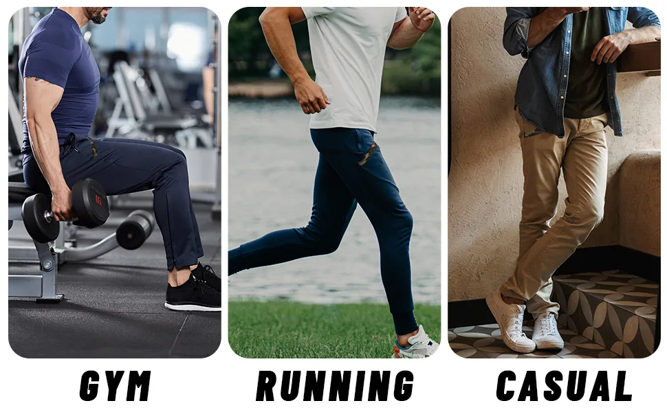 A WATERWANG Mens Sweatpants Cargo Pants Joggers for Men Slim Fit Stretch Athletic Hiking Mens Long Pants Black Medium - sweatpants for men