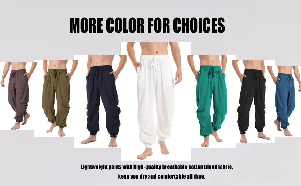 PACEIADTA Mens Cotton Linen Drawstring Pants Elastic Waist Casual Jogger Yoga Pants 36 Coffee - MEN LINEN PANTS