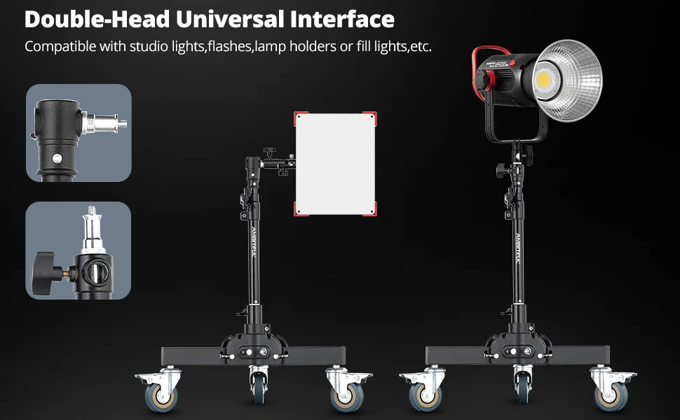 AMBITFUL 61-81cm/21-31.9" Profession Removable Very Sturdy Folding Floor Light Stand and Wheels for Studio Flash LED Light - product information 3