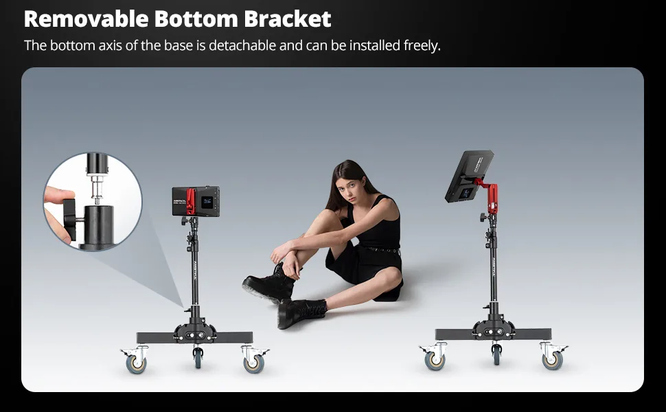 AMBITFUL 61-81cm/21-31.9" Profession Removable Very Sturdy Folding Floor Light Stand and Wheels for Studio Flash LED Light - product information 4