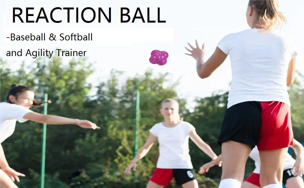 PATIKIL Reaction Ball, Baseball Softball Reaction Training Agility Trainer Rubber Reaction Bounce Balls for Hand-Eye Coordination Agility Training Yellow - reaction ball
