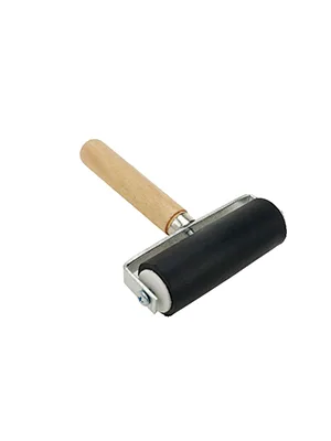 Risbay 1Pc 4Inch Black Rubber Roller with Wooden Handle for Printing,Gluing - product information 2