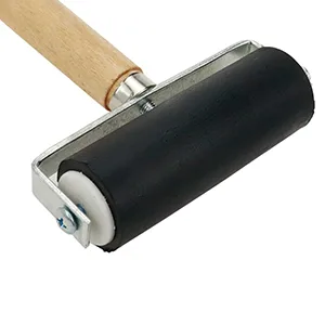 Risbay 1Pc 4Inch Black Rubber Roller with Wooden Handle for Printing,Gluing - product information 5