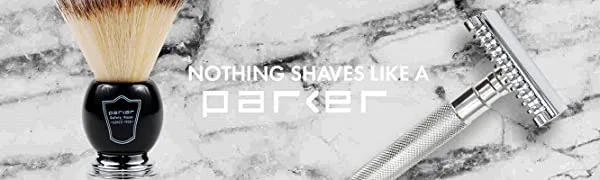 Parker Safety Razor, ADJUSTABLE Stainless Steel Black Handle Straight Barber Razor - Customize your Shave with 3 Different Blade Inserts - 5 Parker Razor Blades Included - Parker Safety Razor adjustable straight edge barber razor