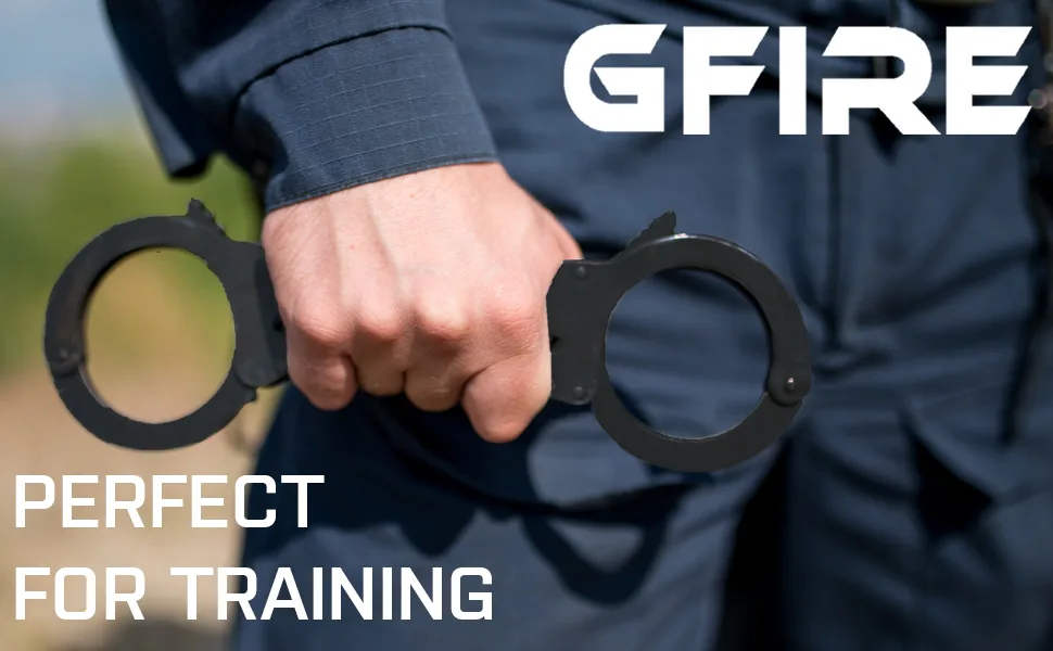 GLORYFIRE Metal Handcuffs Professional Grade Double Lock Carbon Steel in Black Perfect for Training and Daily Use - product information 1