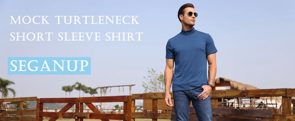 Casual Mens Mock Turtleneck Short Sleeve Pullover Slim Fit Basic T-Shirts Tops Black Small - mock turtleneck shirts