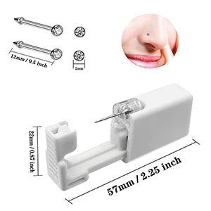Nose Pierce Kit, SLVIEKAE Disposable Safe Piercing Kit, Nose Stud Pierce Gun with 24 Pcs Nose Studs (Silver) - Nose Pierce Kit