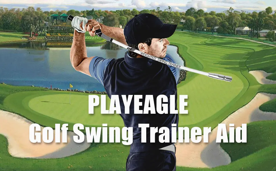 PLAYEAGLE Golf Tempo and Grip Trainer Spring Loaded Metal Head Swing Training Aid White - golf swing trainer