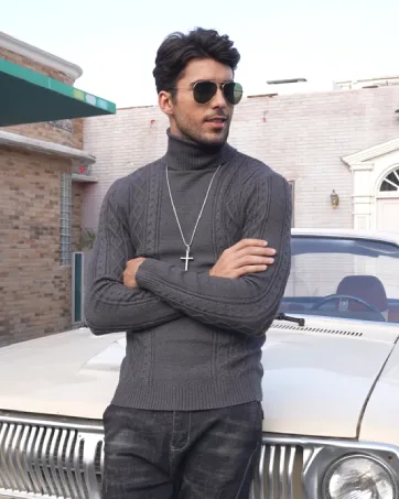 COOFANDY Men's Slim Fit Basic Turtleneck T Shirts Casual Knitted Pullover Sweaters Black Small - product information 7