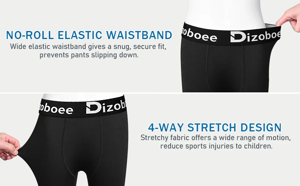 Dizoboee Boys Compression Pants Leggings Tights for Sports Youth Kids Athletic Basketball Base Layer 3/4 Length-grey Large - boys pants-3