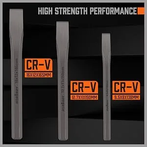 HORUSDY 3-Piece Heavy Duty Cold Chisels Set, 3/8 in, 1/2 in, 5/8 in - 97556-2