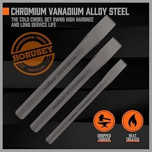 HORUSDY 3-Piece Heavy Duty Cold Chisels Set, 3/8 in, 1/2 in, 5/8 in - 97556-3