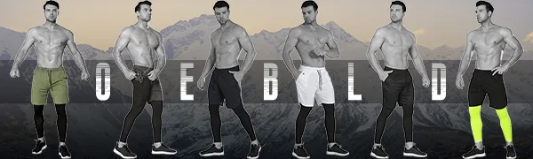 OEBLD Compression Pants Men 2 in 1 Running Pants Workout Pants for Men Gym Tights with Towel Loop Large Black - oebld