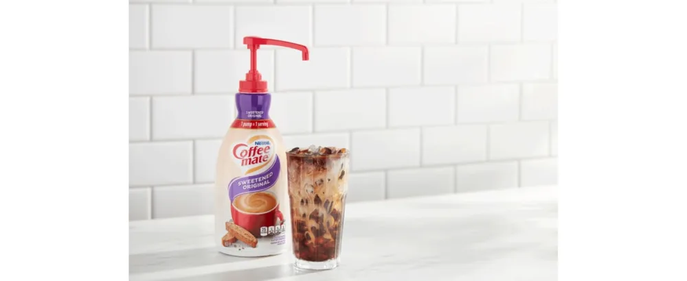 Coffee mate French Vanilla Liquid Concentrate, 1.5 Liter Pump Bottle with By The Cup Coffee Scoop - sweetened original