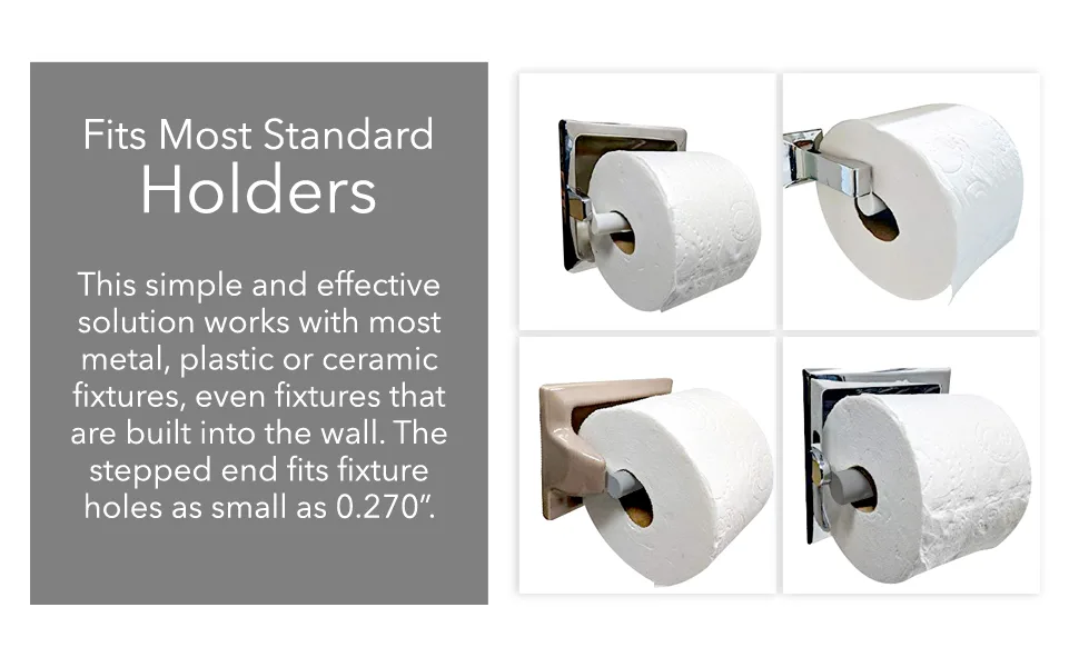 Teravan Standard Extender for Extra Large Toilet Paper, Allows Most Regular Fixtures to Fit Double Rolls and Triple Rolls, Easy to Use, Silver/Chrome - fits standard holder metal plastic ceramic free standing built into wall stepped end fixture 0.27