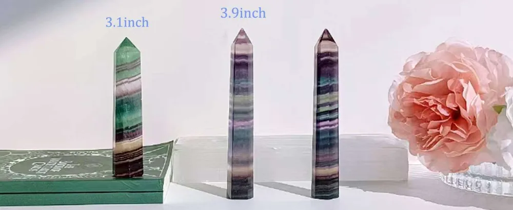 LAIDANLA Fluorite 4" Healing Crystals Wands Polishing Hexagonal Point Obelisk Natural Reiki Gemstones for Meditation Therapy Crystal Grid A-fluorite - product information 14