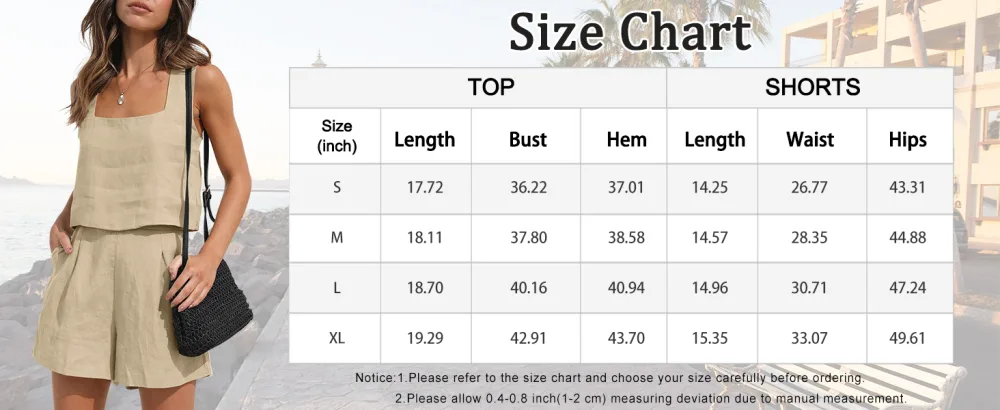 AUTOMET Womens 2 Piece Outfits Lounge Matching Sets Two Piece Linen Shorts Crop Tops 2023 Trendy Clothes Summer Vacation Set Black Medium - size chart