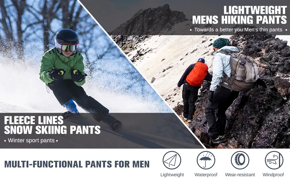 CAMEL CROWN Men's Winter Snow Pants Waterproof Warm Fleece Lined Insulated Softshell Pants with Multi-Pockets Black XX-Large - product information 1