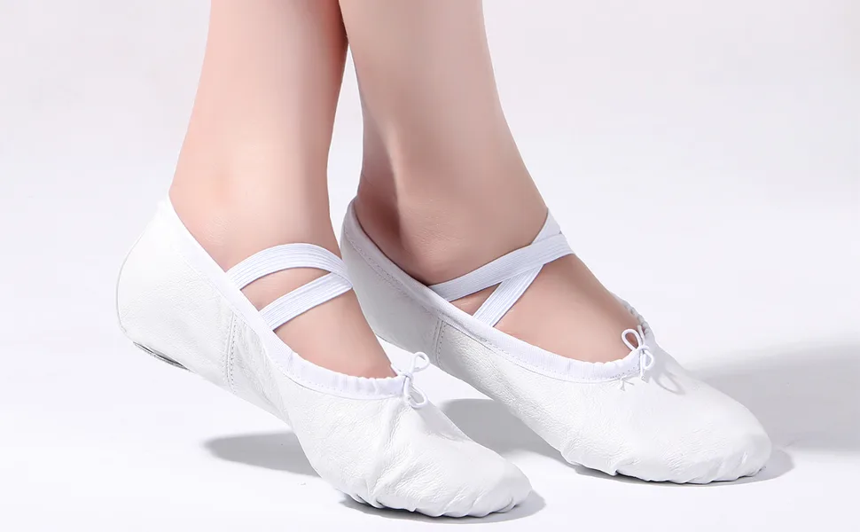 Womens Leather Ballet Belly Slippers Ballroom Dance Shoes with Suede Split-Sole 5 Gold - product information 4