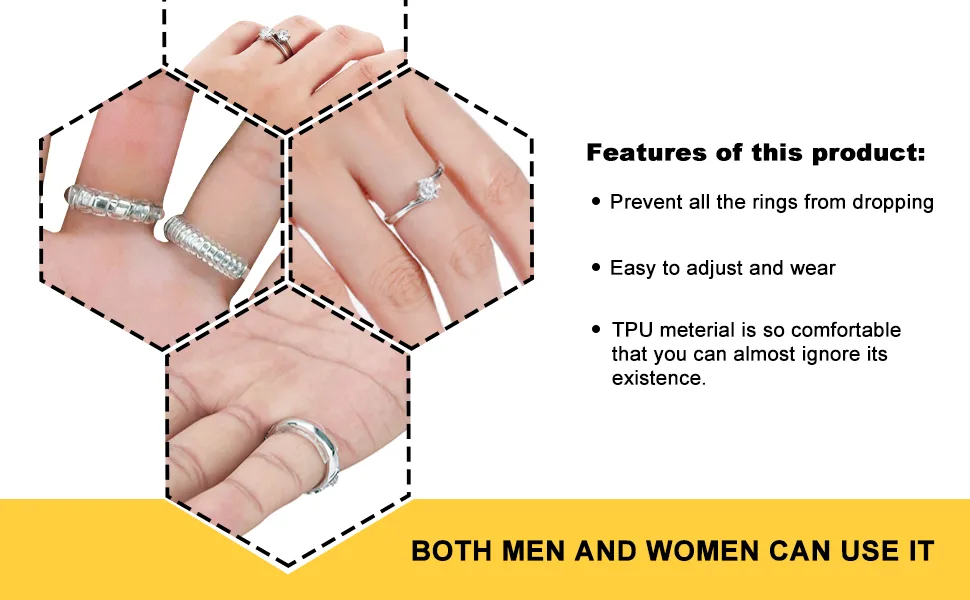 Coopache 2 Styles Invisible Ring Size Adjuster for Loose Rings  Ring Guard, Ring Sizer, 11 Sizes Fit for Man and Woman Ring - ring fitter