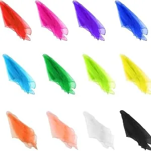 Andux 12Pcs Dance Scarves Square Scarf for Juggling Kindergarten 24 by 24 Inches WDSJ-02 Multicolor - product information 3