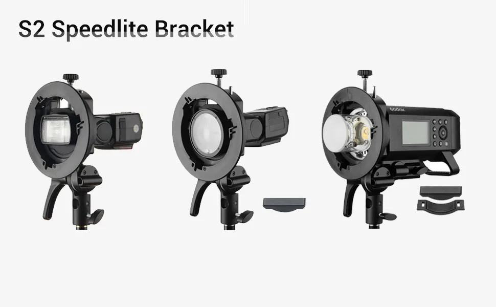 Godox S2 Speedlite Bracket for Godox AD200Pro, AD200, AD400Pro, for V1 Round Head Speedlite, V860II / TT685 / TT350 Series, S-Type Bracket Updated Version Bowens Mount Holder - dddyy