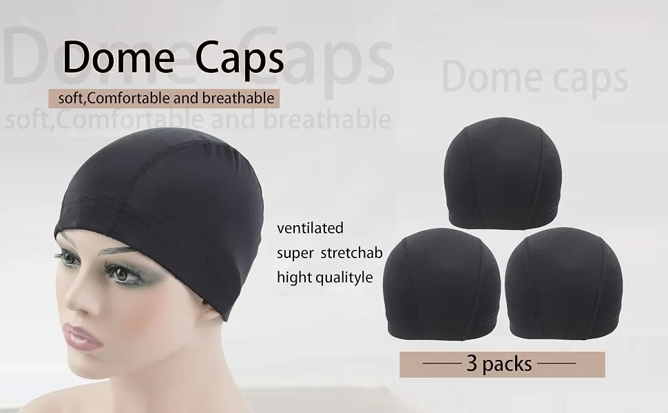 3 Pcs Dome Cap Wig Caps for Making Wig Stretchy Wig Cap with Wide Elastic Band ( Black Dome Cap M) M 3 Pcs Dome Caps - 3 Pcs Dome Cap Wig Caps